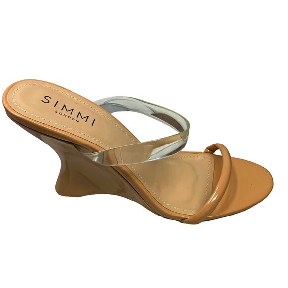 Simmi London Tina Clear Nude Patent Strappy‎ Wedge Sandals NWOB - Picture 3 of 13